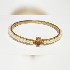Antique Ruby Pearls Bangle